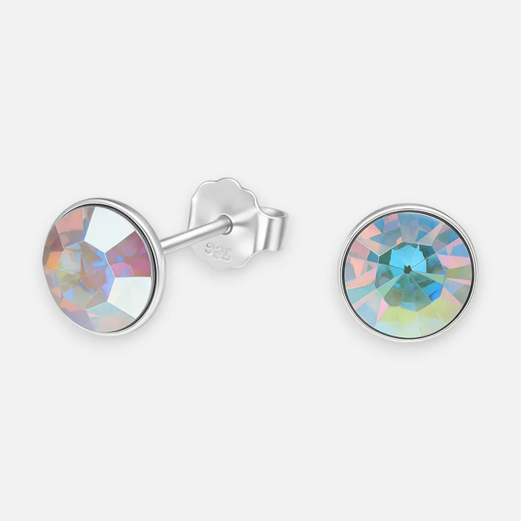 Aro Cristal Hecho con Swarovski Tornasol Plata